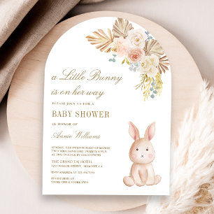 Invitación Earthy Floral Boho Bunny Rabbit Arch Baby Shower
