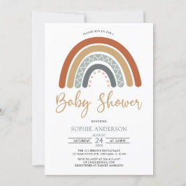 Invitación Earthy Muted Tones Boho Rainbow Baby Shower