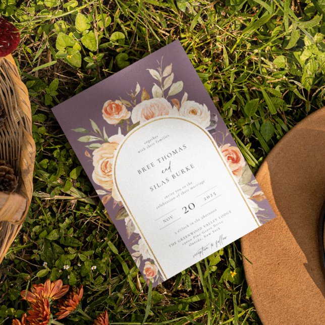 Invitación Earthy Otoño Botanical Floral Arch Frame Boda (Subido por el creador)