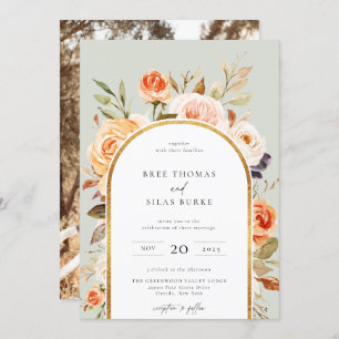 Invitación Earthy Otoño Botanical Floral Arch Frame Boda