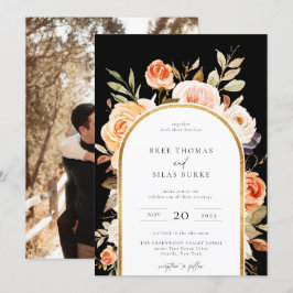 Invitación Earthy Otoño Botanical Floral Arch Frame Boda