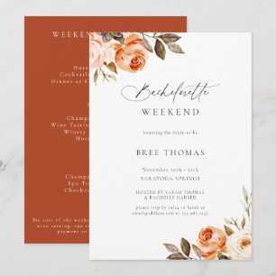 Invitación Earthy Otoño Floral Bachelorette Weekend Invitati