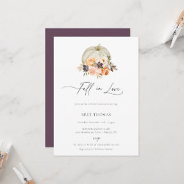 Invitación Earthy Otoño Floral Pumpkin Bridal Shower