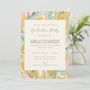 Invitación Earthy Pastel Abstract Marble Graduation Party