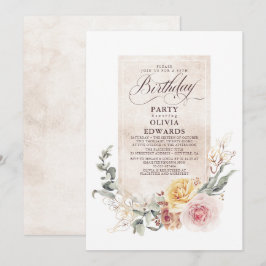 Invitación Earthy Shade Flowers Boho Elegant Birthday Party