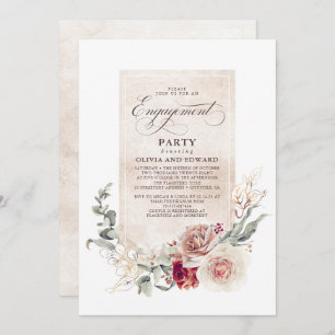 Invitación Earthy Shade Flowers Boho Elegant Engagement Party