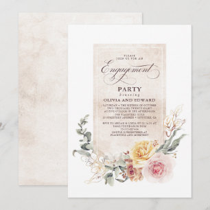 Invitación Earthy Shade Flowers Boho Elegant Engagement Party