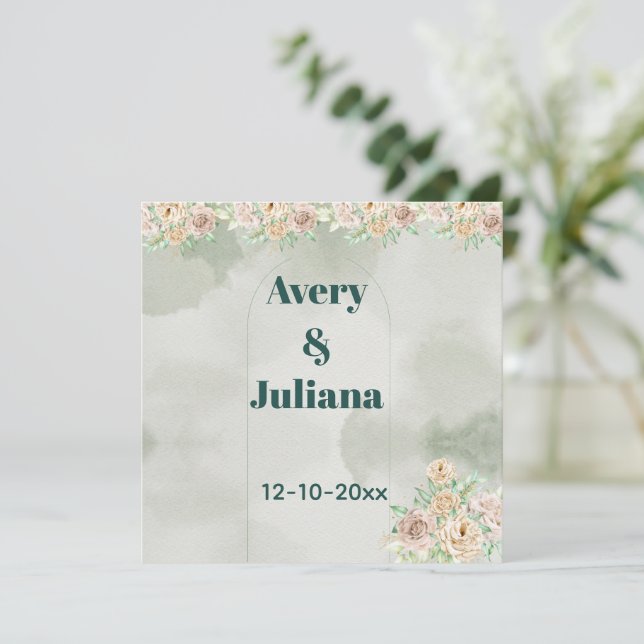 Invitación Earthy Shades Flowers Boho Elegant Sage Green (Anverso de pie)