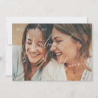 Earthy Terracotta Faded Photo Matron of Honor Card