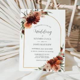 Invitación Earthy Terracotta Rust Floral Arch Boda