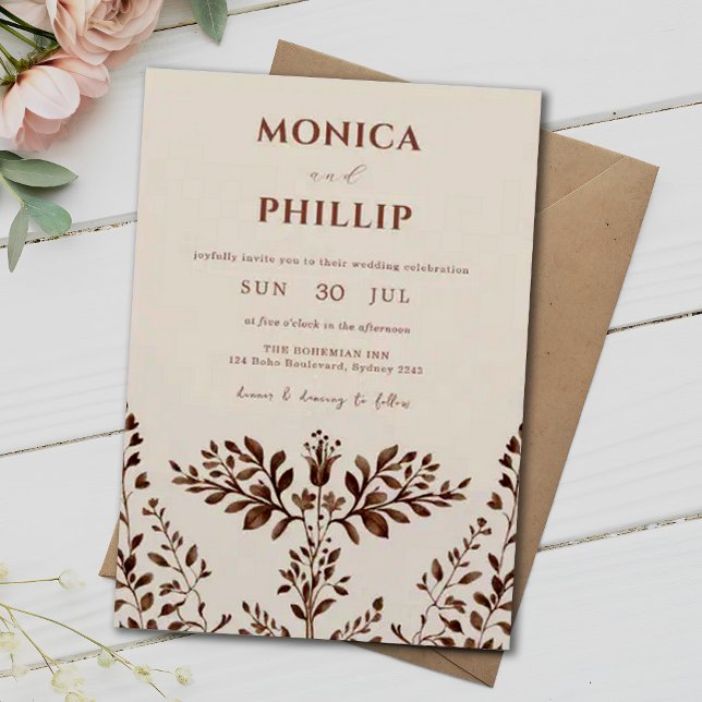 Invitación Earthy Tones Rustic Autumt Bloom Boda (Subido por el creador)