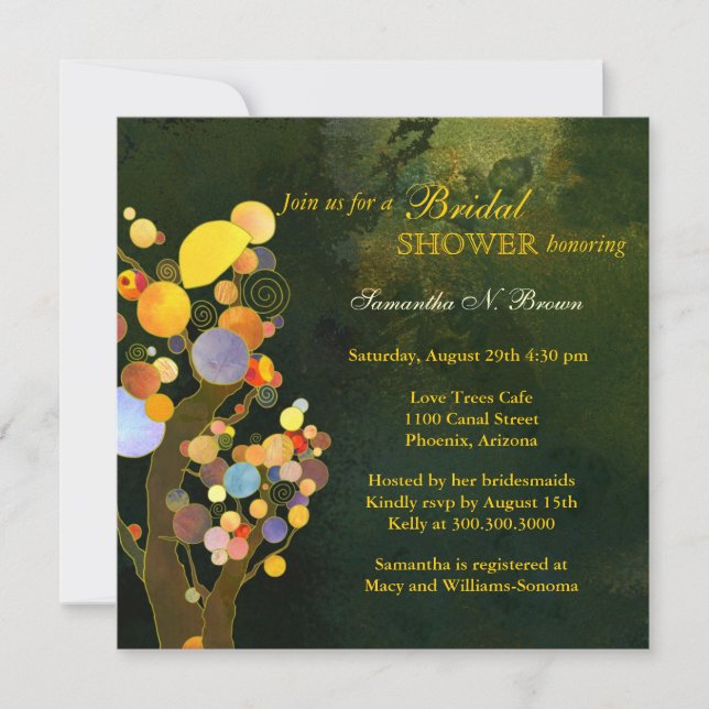 Invitación Earthy Trees Moderna Bridal Shower (Anverso)
