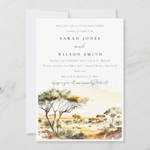 Invitación Earthy Watercolor African Landscape Engagement