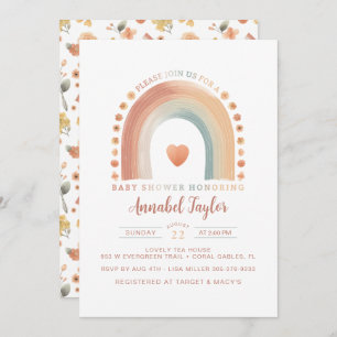 Invitación Earthy Watercolor Boho Rainbow Baby Shower