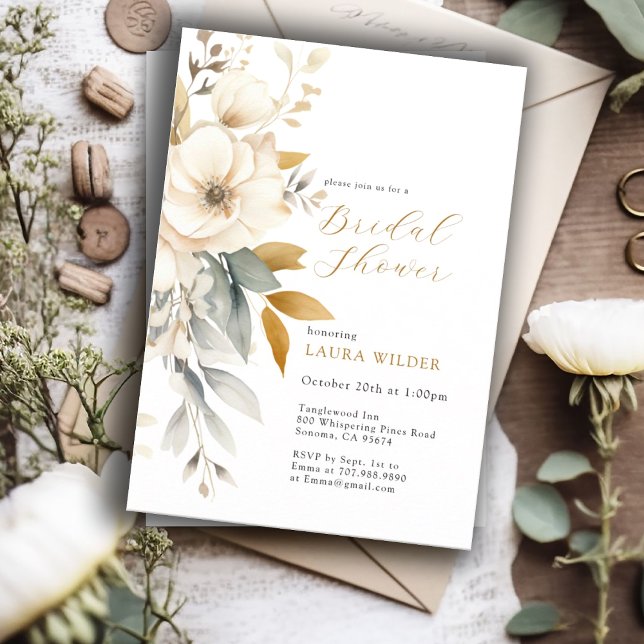 Invitación Earthy Watercolor Wildflowers Ducha de novia (Subido por el creador)