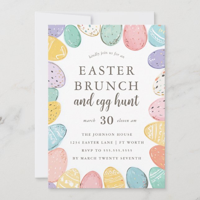 Invitación Easter Brunch and Egg Hunt Easter Holiday Invitati (Anverso)