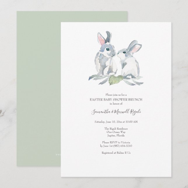 Invitación Easter Brunch Baby Shower Sexo neutral (Anverso / Reverso)