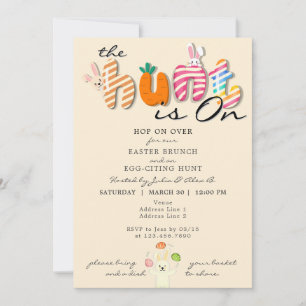 Invitación Easter Brunch Egg Hunt Bunny Colorful Pastel Sandy