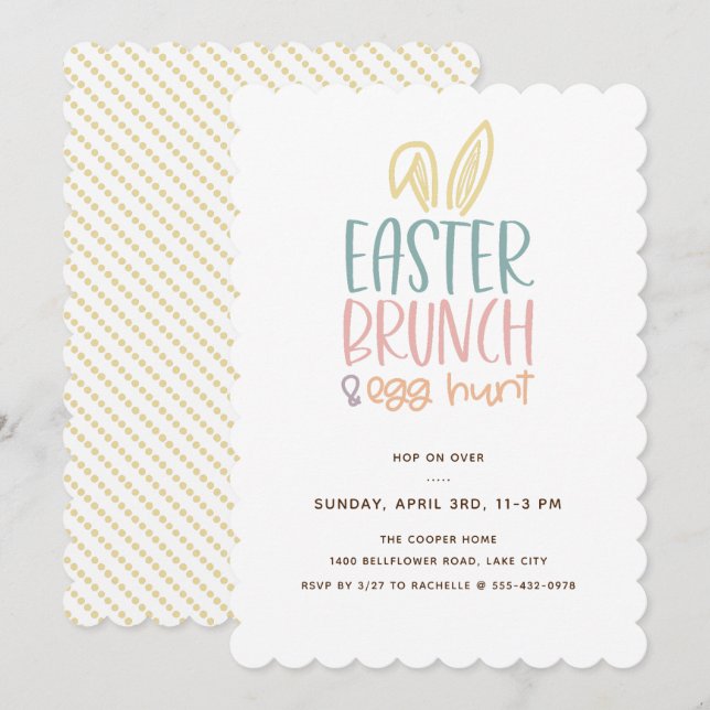 Invitación Easter Brunch Egg Hunt Bunny Ears (Anverso / Reverso)