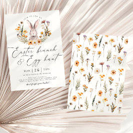Invitación Easter Brunch Egg Hunt Bunny Wildflower Floral