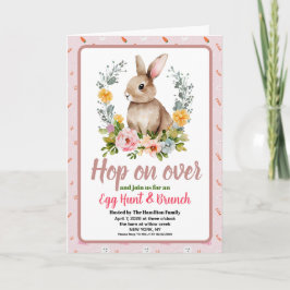 Invitación Easter Brunch & Egg Hunt Floral Watercolor Bunny