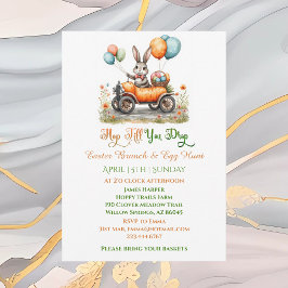 Invitación Easter Brunch & Egg Hunt | Spring Bunny Carrot Car
