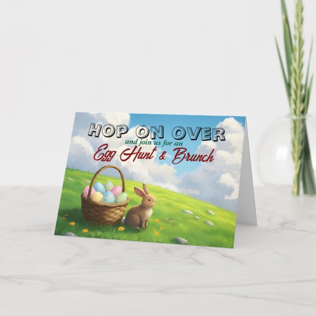 Invitación Easter Brunch & Egg Hunt Spring Meadow Bunny (Anverso)
