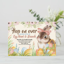 Easter Brunch & Egg Hunt Watercolor Bunny with Bow