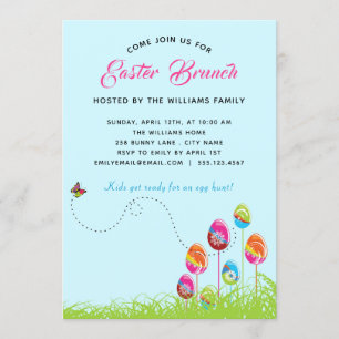 Invitación Easter Brunch Floral Eggs Personalizado moderno