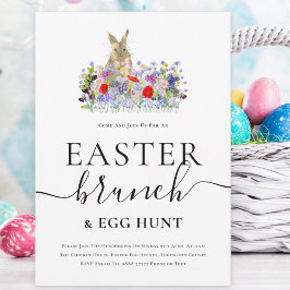 Invitación Easter Bunny and Wildflowers Egg Hunt and Brunch
