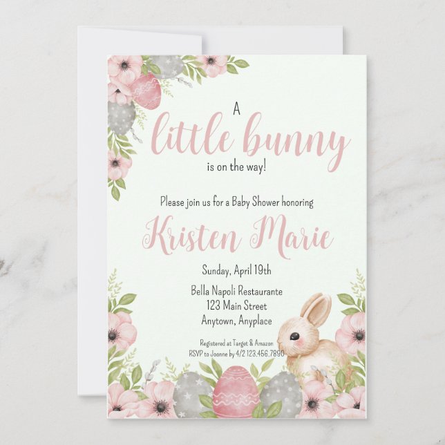 Invitación Easter Bunny Baby Shower (Anverso)
