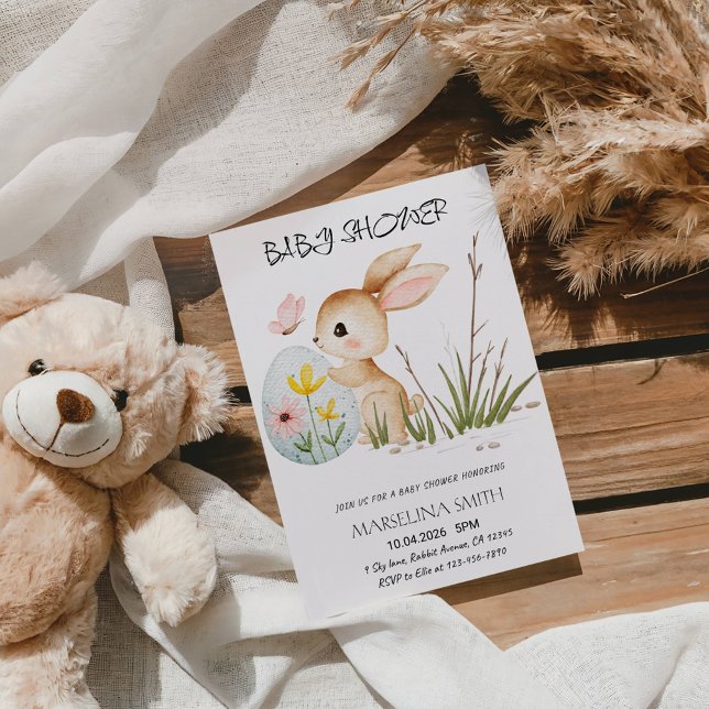 Invitación Easter Bunny Baby Shower - Cute Pastel Bunny  (Subido por el creador)