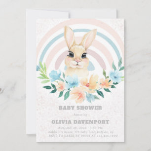 Invitación Easter Bunny Boho Chica Rainbow Baby Shower