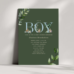 Invitación Easter Bunny Eggs Green Boy Baby Shower