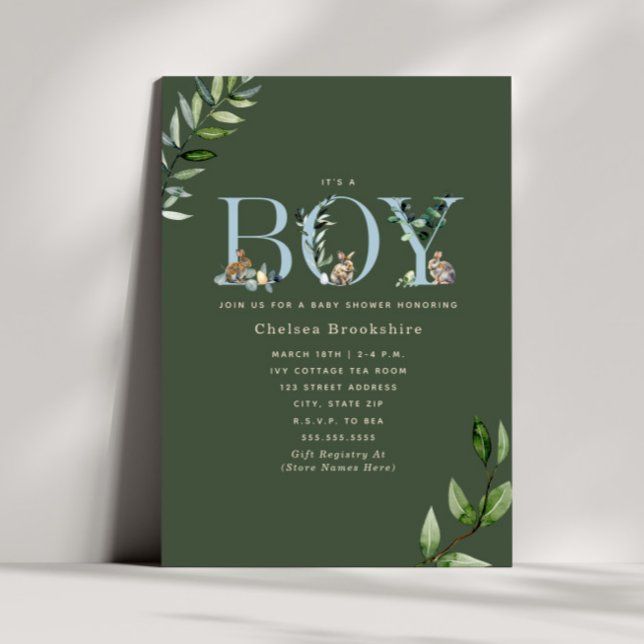 Invitación Easter Bunny Eggs Green Boy Baby Shower (Subido por el creador)