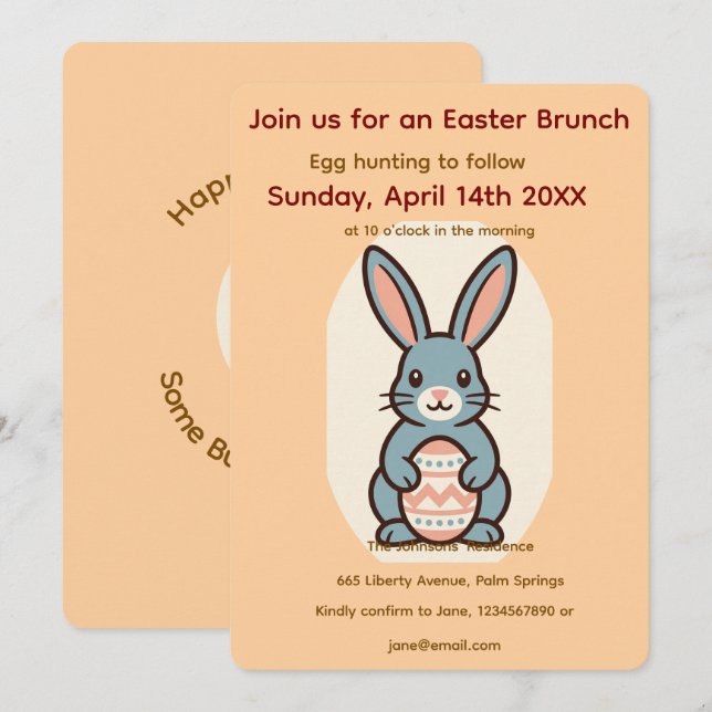 Invitación Easter Bunny Image Frame  (Anverso / Reverso)