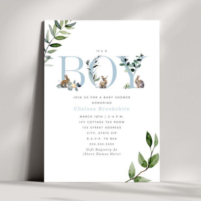 Invitación Easter Bunny Rabbit Eggy Green Boy Baby Shower (Subido por el creador)