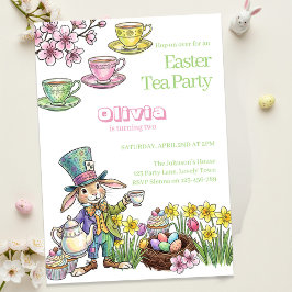 Invitación Easter Bunny Tea Party Any Age Kids Birthday 