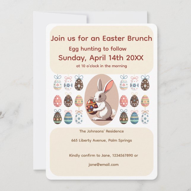 Invitación Easter Bunny with Eggs  (Anverso)