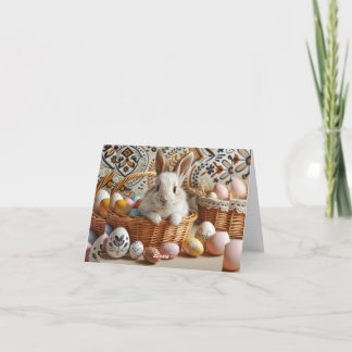 Invitación Easter bunny with his eggs.