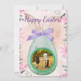 Invitación Easter celebration -green egg with photo