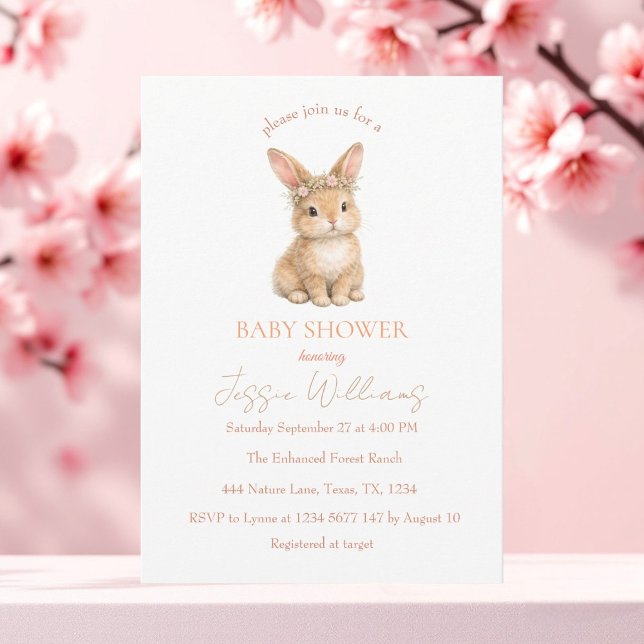 Invitación Easter Cute Bunny Rabbit Watercolor Baby Shower (Subido por el creador)