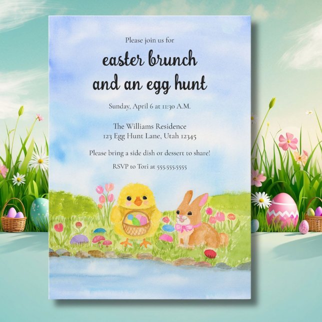 Invitación  Easter Egg Brunch Chick Easter Bunny Party (Subido por el creador)