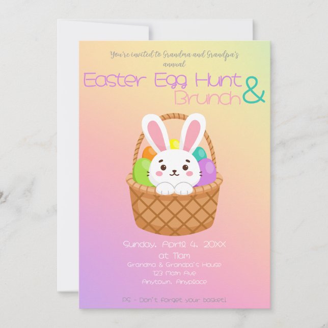Invitación Easter Egg Hunt and Brunch (Anverso)