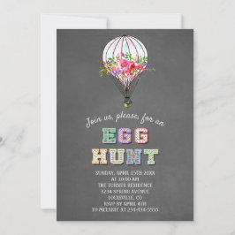 Invitación Easter EGG HUNT Floral Hot Air Balloon
