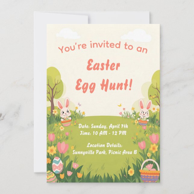 Invitación Easter Egg Hunt Invitation – Cute Spring invite (Anverso)