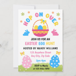 Invitación Easter Egg Hunt Kids Pastel Blue Pink Invite