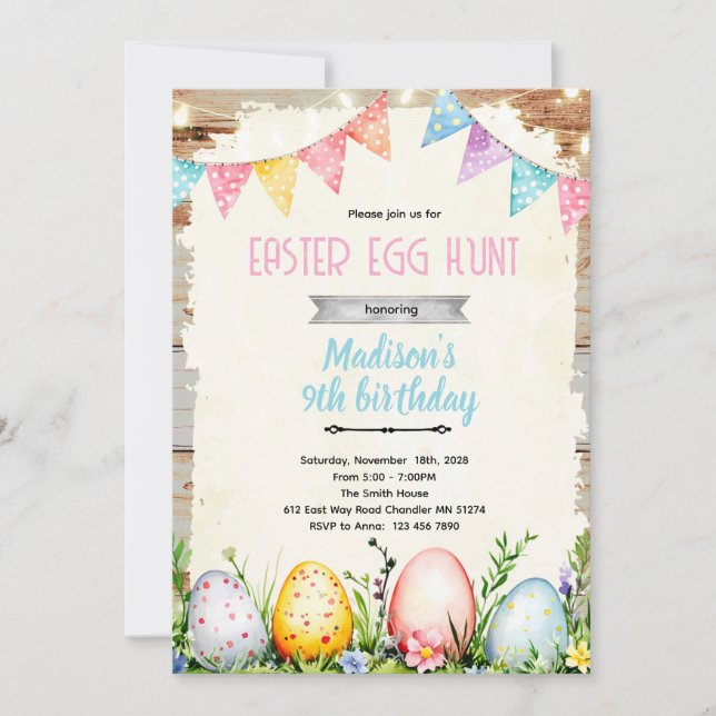 Invitación Easter egg Hunt party Invitation (Anverso)