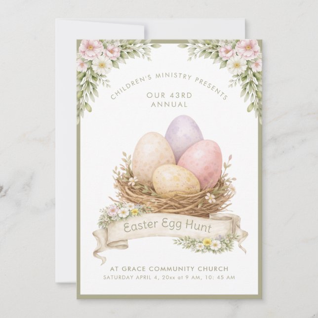 Invitación Easter Egg Nest | Easter Egg Hunt (Anverso)