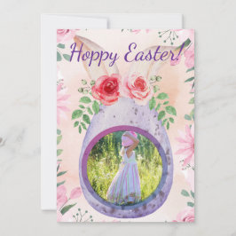 Invitación Easter egg with photo purple